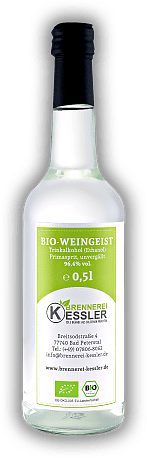 Kessler BIO-Weingeist Ethanol Primasprit 96,4%vol. (Trinkalkohol) 0,5 Liter