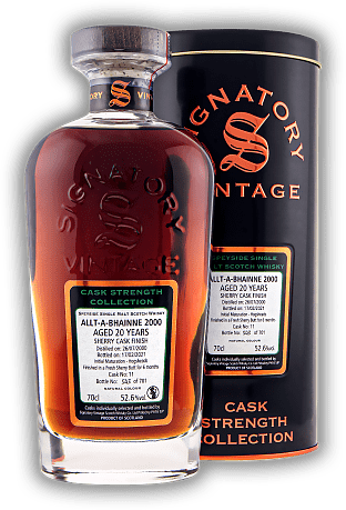 Allt-A-Bhainne Signatory Vintage Cask Strength Collection Sherry Cask finished 20 Years 2000/2021 Cask Nr. 11 52,6%