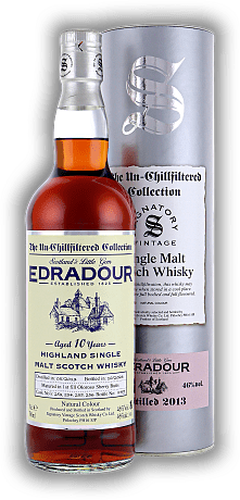 Edradour Signatory Vintage Un-Chillfiltered Collection 10 Years 2013/2023 Sherry Cask Nr. 253, 254, 255, 256 46%