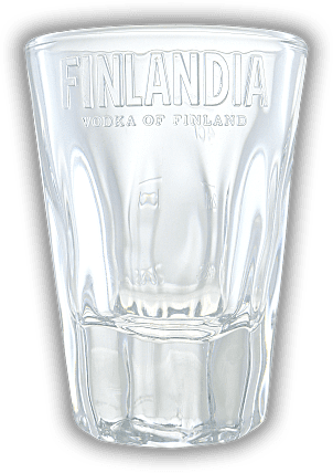 Finlandia Shotglas mit 2cl. u. 4cl. Eichstrich