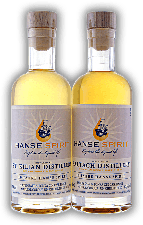 Hanse Spirit 10 Jahre Jubiläums Bottling Single Malt Whisky St. Kilian & Baltach Set 2x0,2 Liter