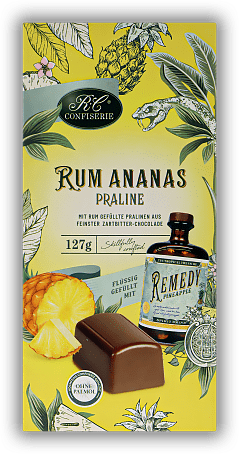 RC Confiserie Rum Ananas Praline flüssig gefüllt mit Remedy Pineapple 127g