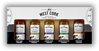 West Cork Collection 5x0,05 Liter Port Cask, Calvados Cask, Sherry Cask, Virgin Oak Cask, Rum Cask