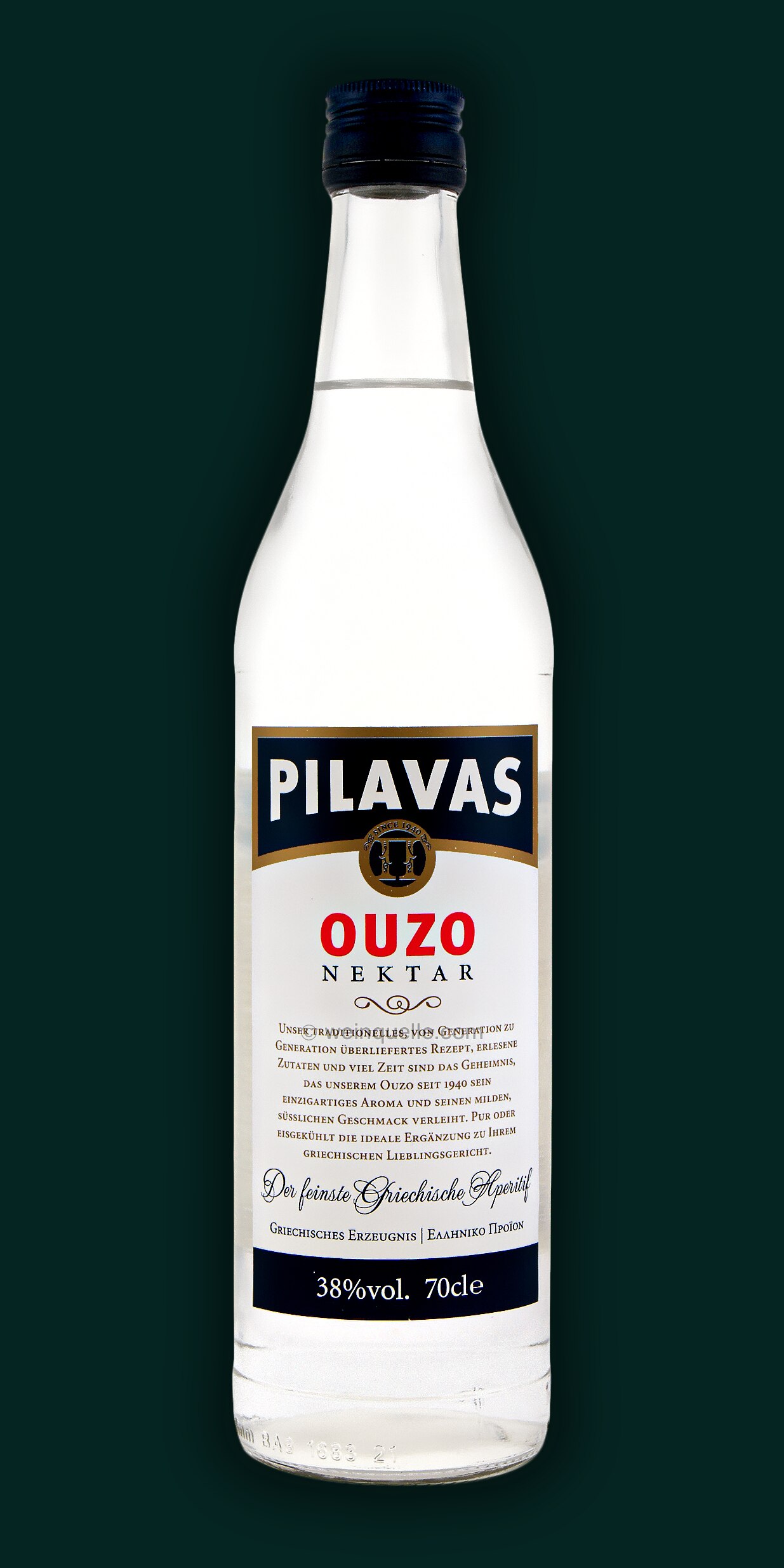 Ouzo Pilavas Nektar 38%, 12,50 € - Weinquelle Lühmann